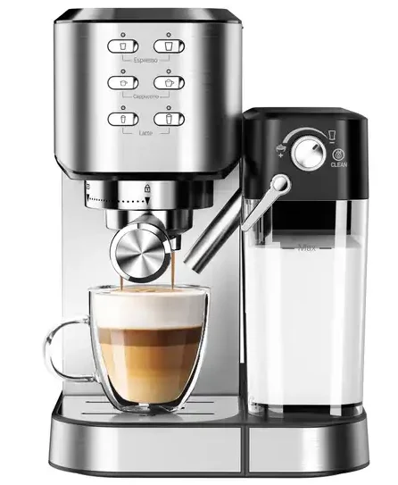 Intellint 700ml Stainless Steel Removable Milk Tank Semi-Automatic Touch Screen Control Coffee Maker for Hotels and Households