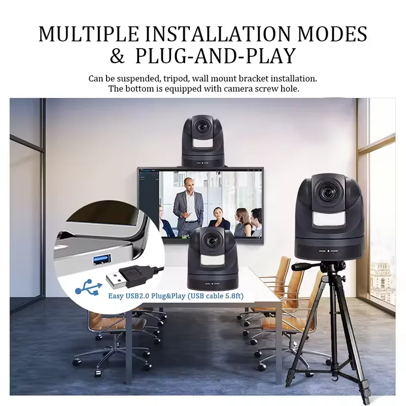 Runpu HK10UH Football AI Camera 4K 20X HD MI Conference Room Camera LAN USB3.0 POE  PTZ Camera for live youtube