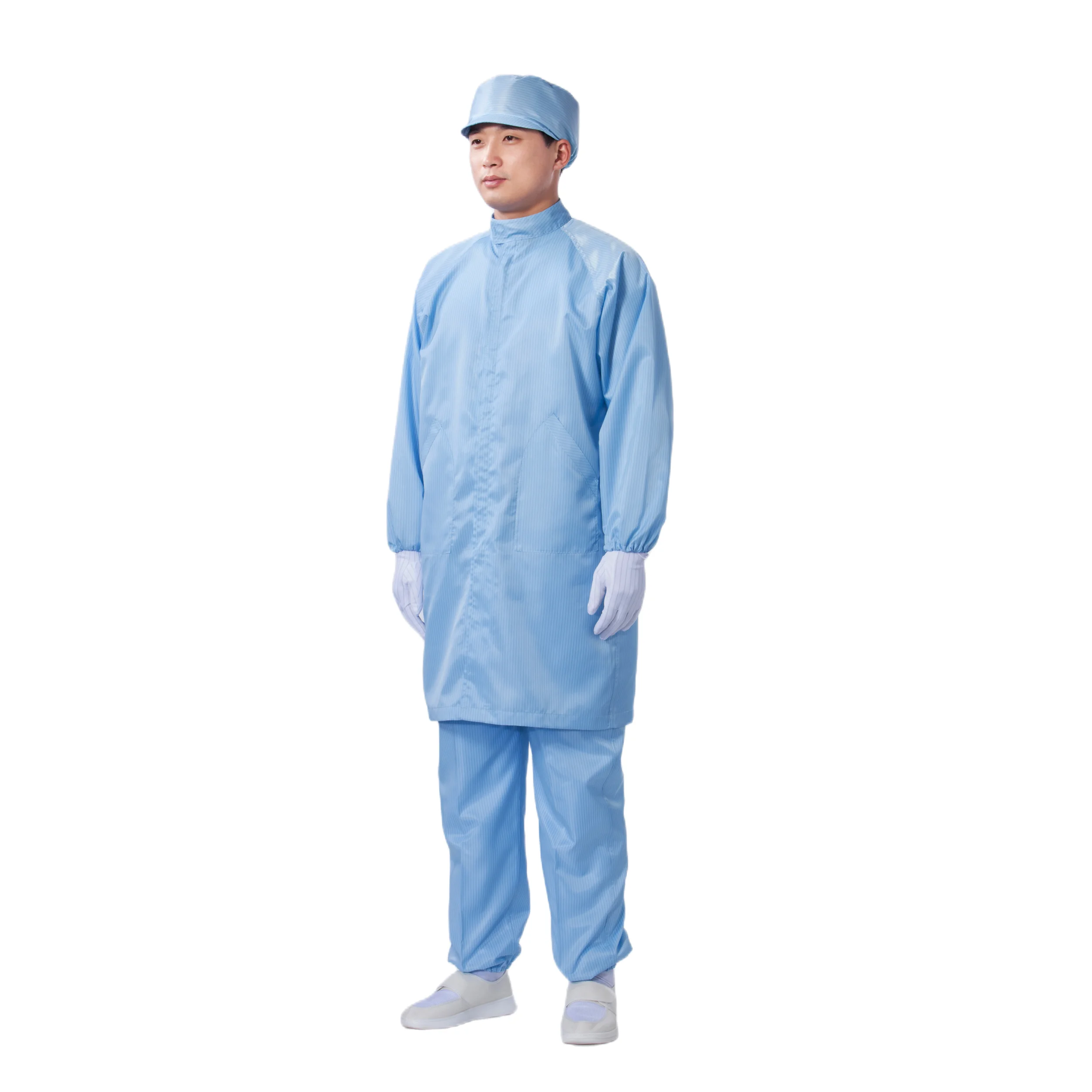 Custom Logo Color Professional Manufacturers Conjoined Anti Static Dust Proof Antistatic PPE Lab Cleanroom Suit Esd Smock