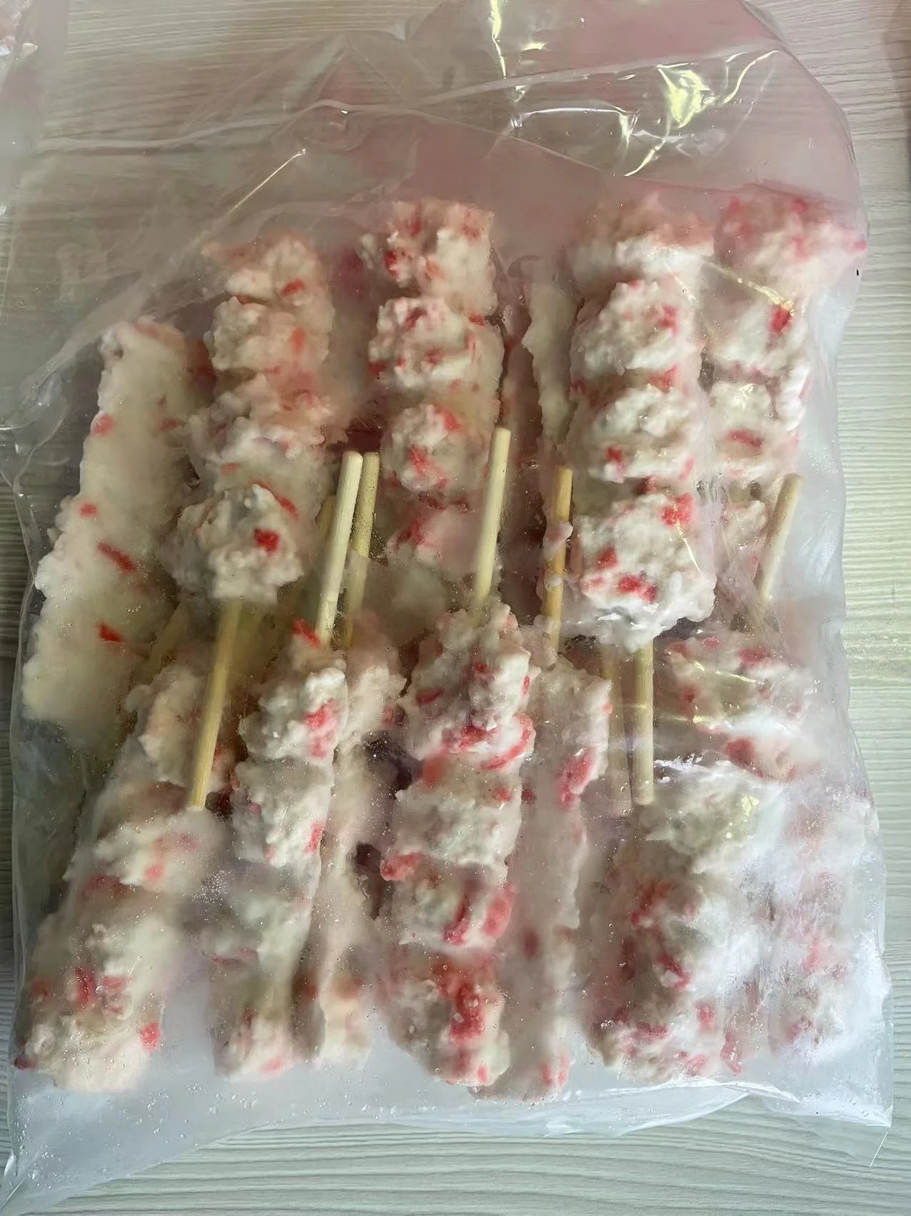 Good quality frozen squid surimi skewer with red ginger