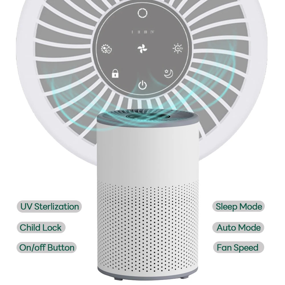 Smart Touch Control Tabletop Air Purifier Home 150m3/h HEPA Filter