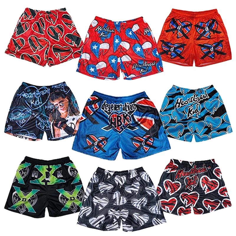 No MOQ Custom Logo Custom Mesh Shorts With Pockets Breathable Sublimation Screen Print Transfers Customize Mesh Shorts Men