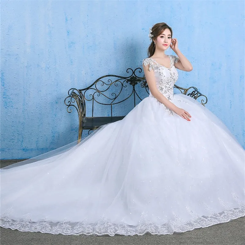 2020 fashion vestidos de novia V neck crystal embellished elegant mermaid simple bridal dress wedding gown