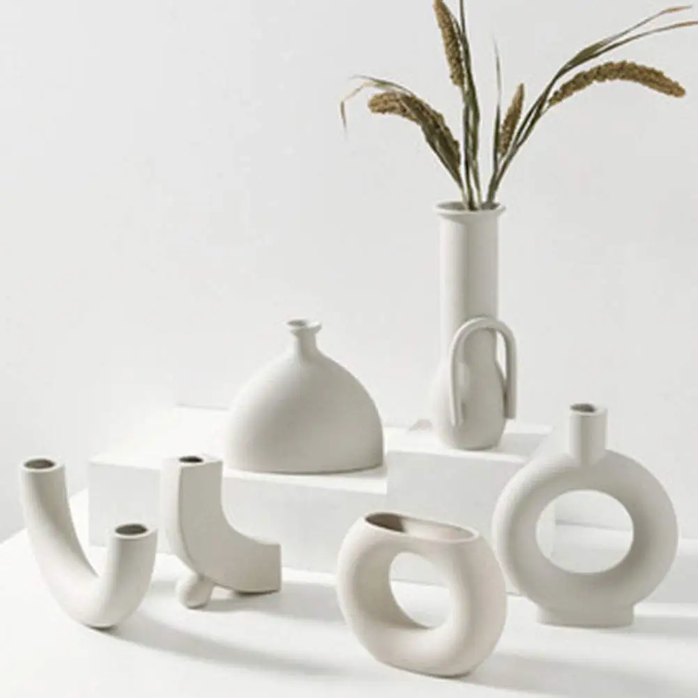 Aspire white ceramic porcelain vases holder set for household decoration