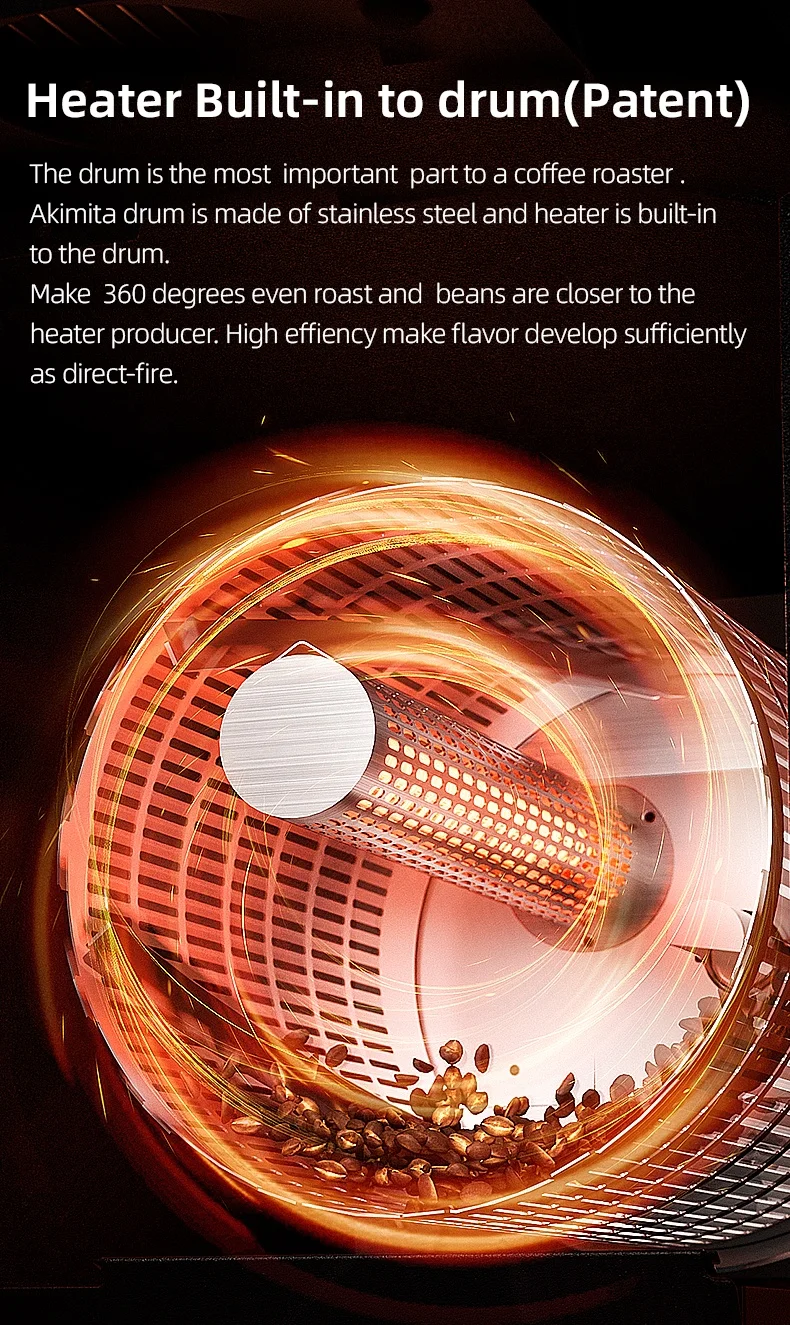 Akimita Factory Supply Smart Electric Coffee Roaster Professional Coffee Bean Roaster 110V/220V