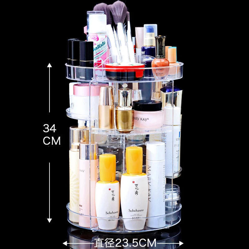 Dressing Table Storage Box 360 Degree Rotation Skincare Product Rack Fashion Acrylic Makeup Organizer for Cosmetic Lipstick Case