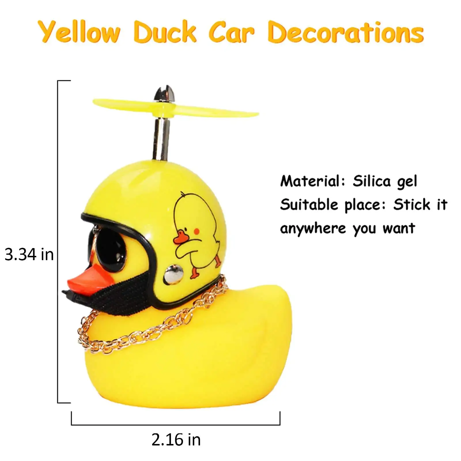 Yellow Duck Car Ornaments Bike Gadgets With Propeller Helmet Cute Rubber Duck Toy