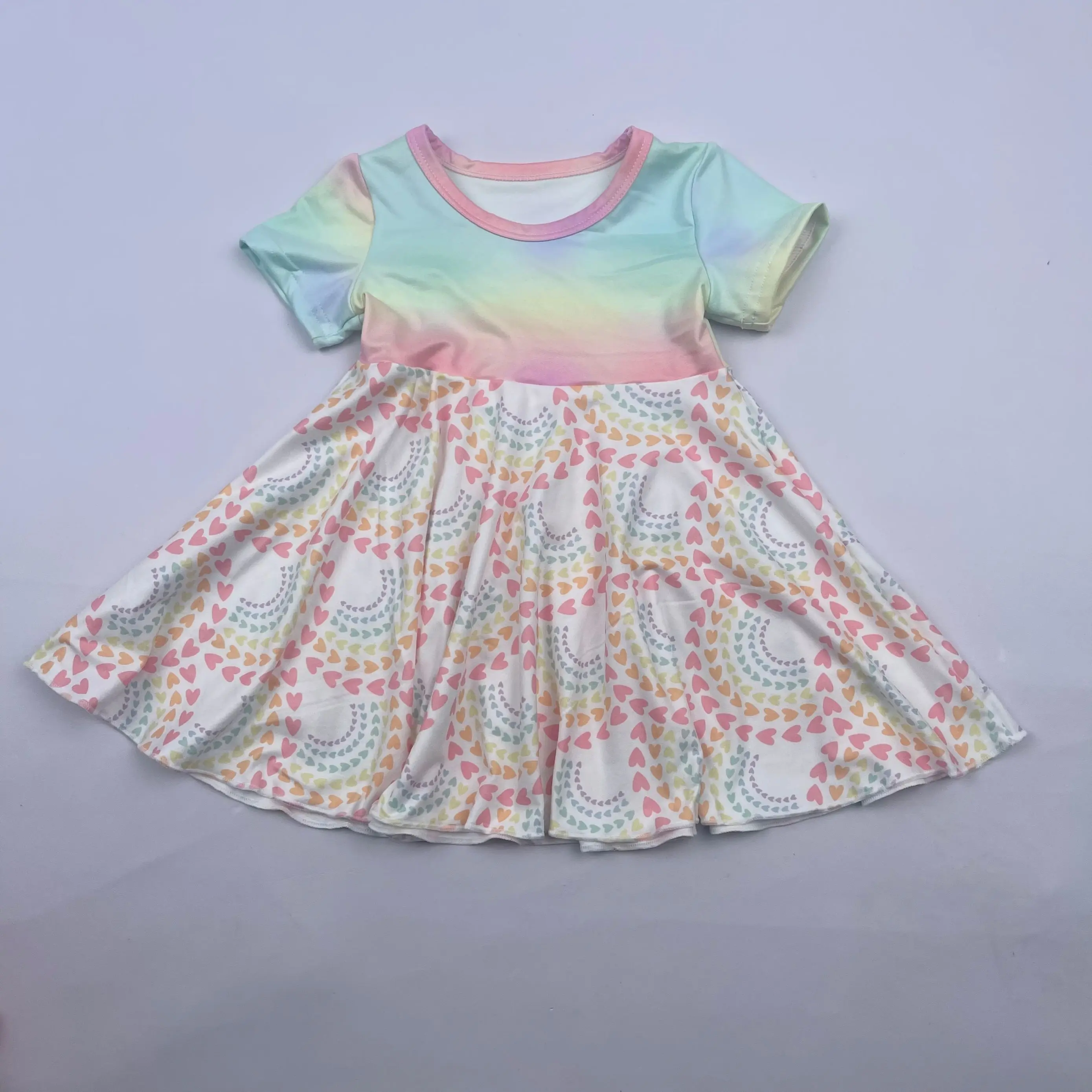 New Arrival Toddler Girls Clothes Children Wear Rabbit Print Casual Baby Girls Short Sleeve Twirl Dress For Easter