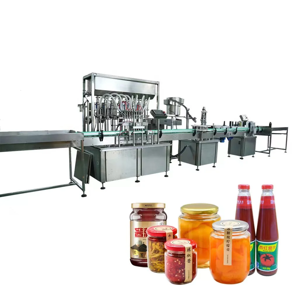 Automatic Tomato Garlic Chili Sauce Paste Honey Cream Liquid Filling Capping Labbeling Machine with Heating Device