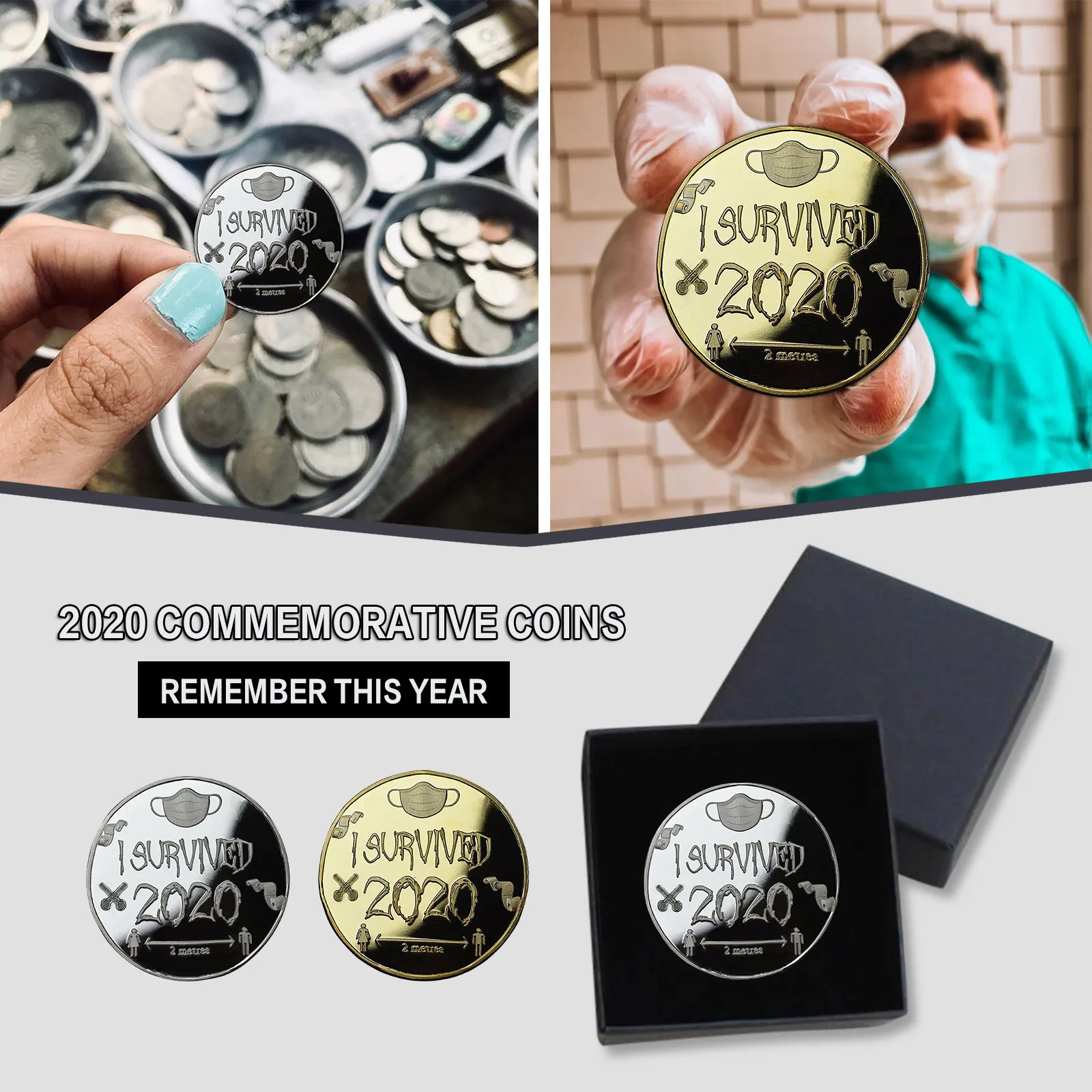 
Epidemic commemorative coins souvenir color-printed metal crafts collection gifts BG1014 