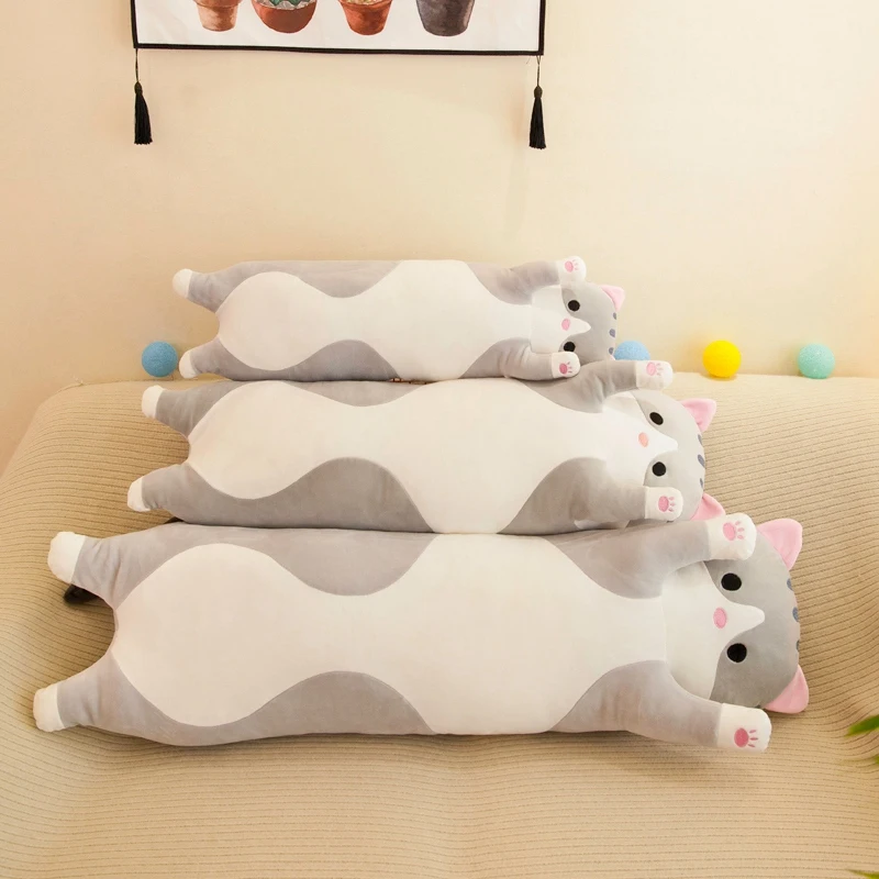 aby Kids Toys Soft Cat Big Hugging Plush Pillow Cartoon Long Cat Kitten Legs Sleeping Companion Bolster Toys Stuffed Animal