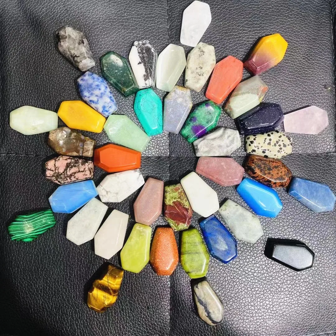 Wholesale Natural Reiki Healing Clear Quartz Crystal Coffin Plate for Meditation Creative Crystal Crafts