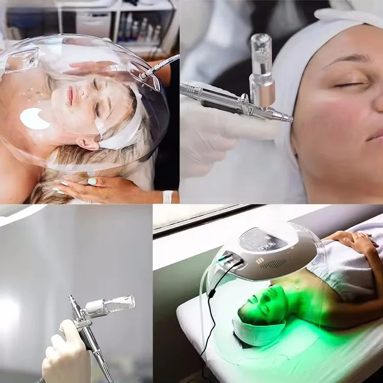 LED Photon Therapy Spray Machine Skin Rejuvenation and Lightening Facial Treatment with Oxygen Jet Facial Mask Device