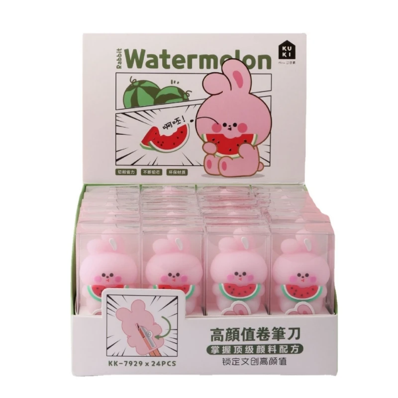 Cute Watermelon Bunny Rabbit Pencil Sharpener for Student Kid Children Stationery