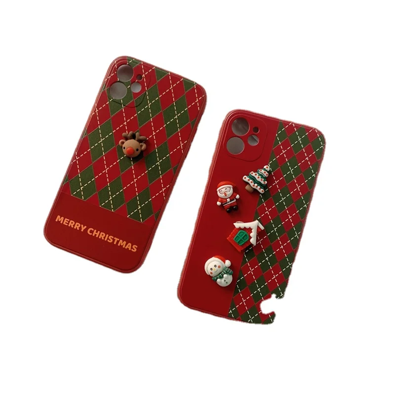 3D Doll Cartoon Christmas Deer Phone Case TPU PC With Aluminum Sheet Sublimation Blanks Phone Case For xiaomi