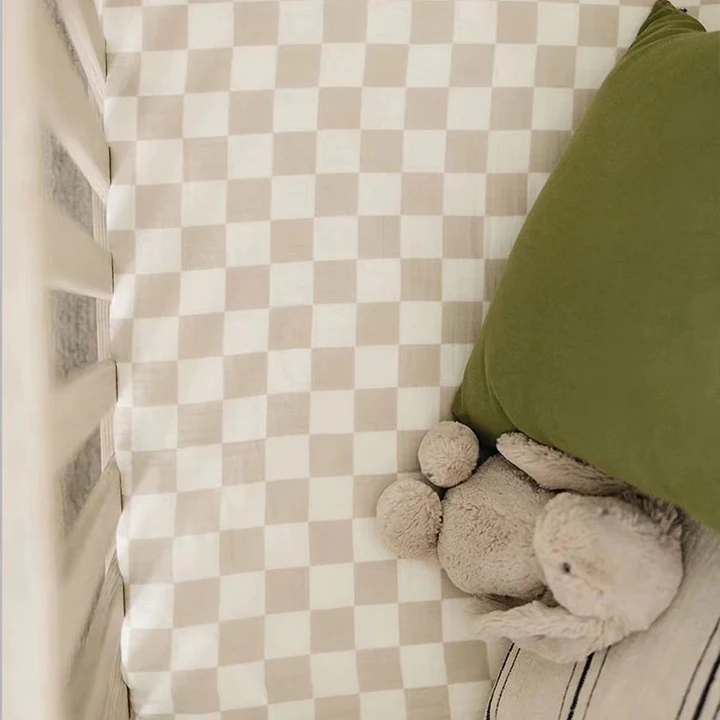 Custom Digital Print GOTS Organic Cotton Baby Bamboo Muslin Fitted Crib Sheet Set Newborn Bed Bassinet Cot Sheets Baby No review