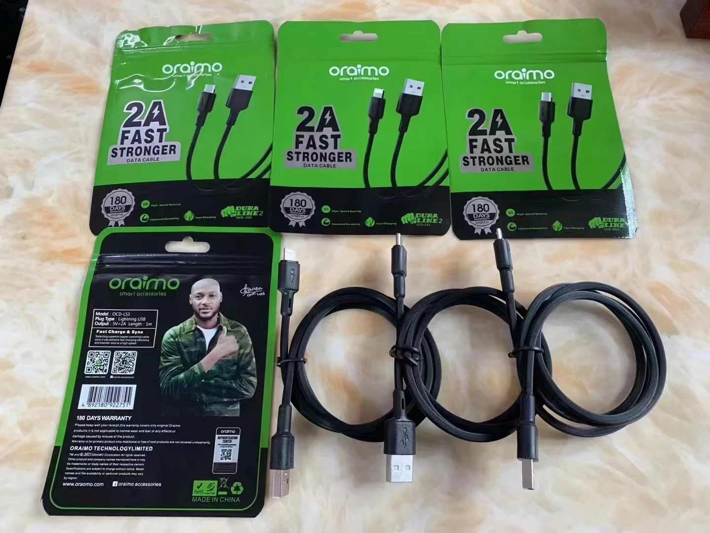 Africa Hot Selling 2A Fast Charging Type C Cable UK Plug Dual USB Original Travel Mobile Phone Charger Set For Oraimo