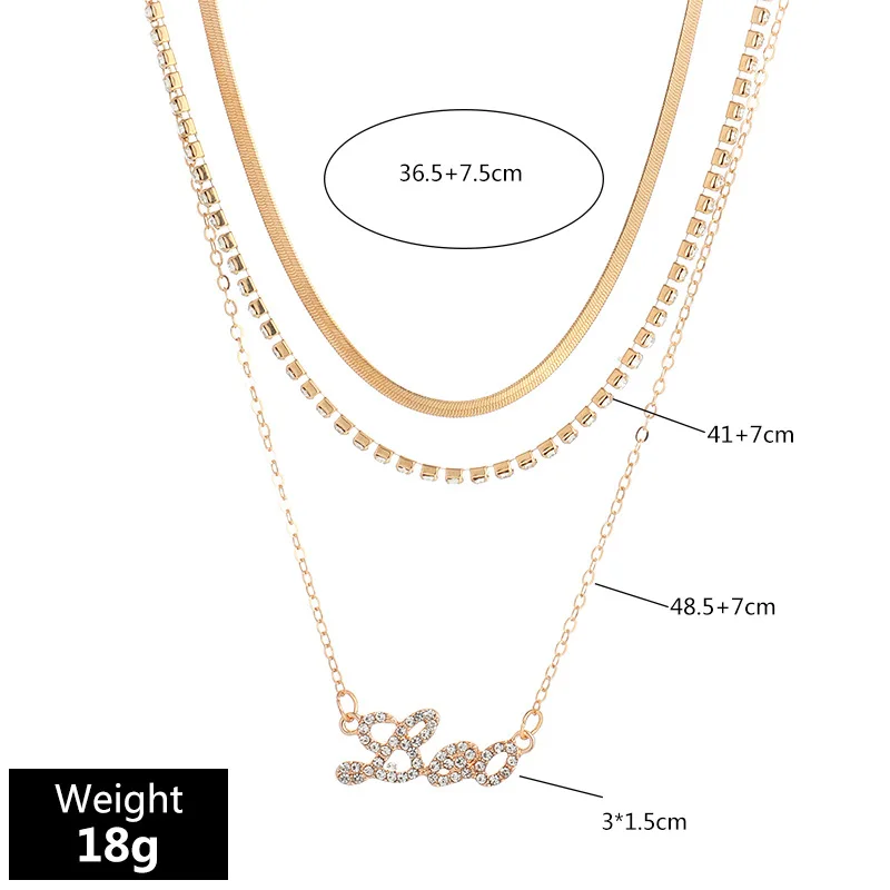 Personalised 12 Horoscope Dainty Women Stainless Steel Multi Layer Zircon Zodiac Sign Necklace Gold Plated Snake Chain Necklace