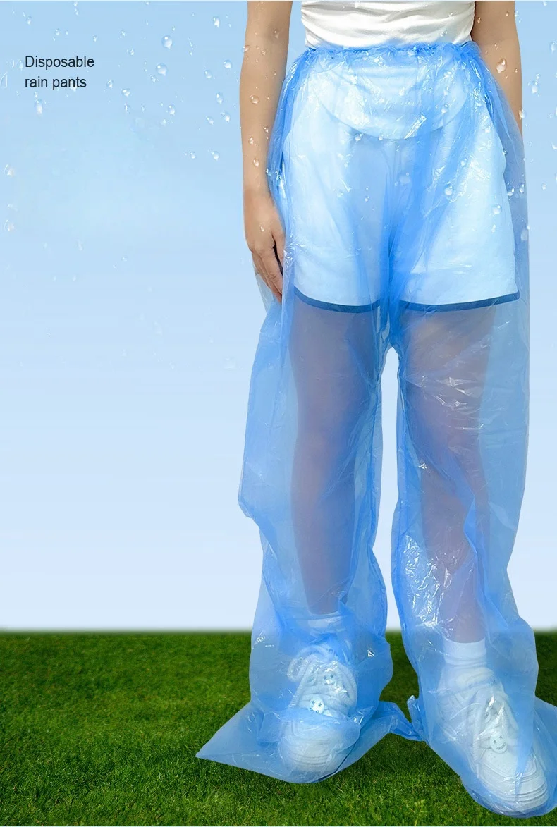 Disposable Rain Pants Waterproof PE Rainpants with Shoes Cover Outdoor Emergency for Men Women Unisex
