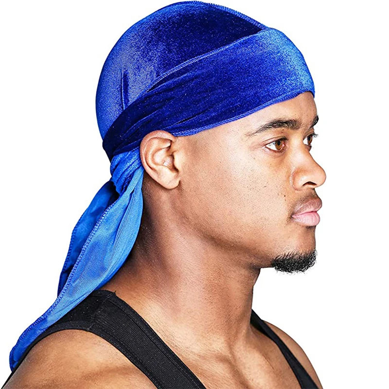 ELLEWIN Wholesale Designer Headbands and Bonnets Velvet Durags for Men Stretch Headwraps Crushed Waves Doo Rag