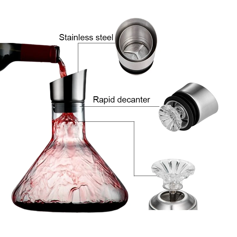 accept OEM ODM 63oz 1800ml Wine breathe custom logo rapid wine aerator stainless drink glass wine decanter