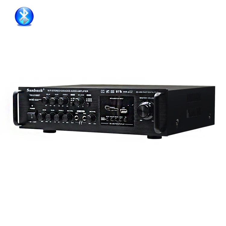 Low price 2 microphone Input 2.0 channel karaoke music system car audio radio linear bluethoos amplifier