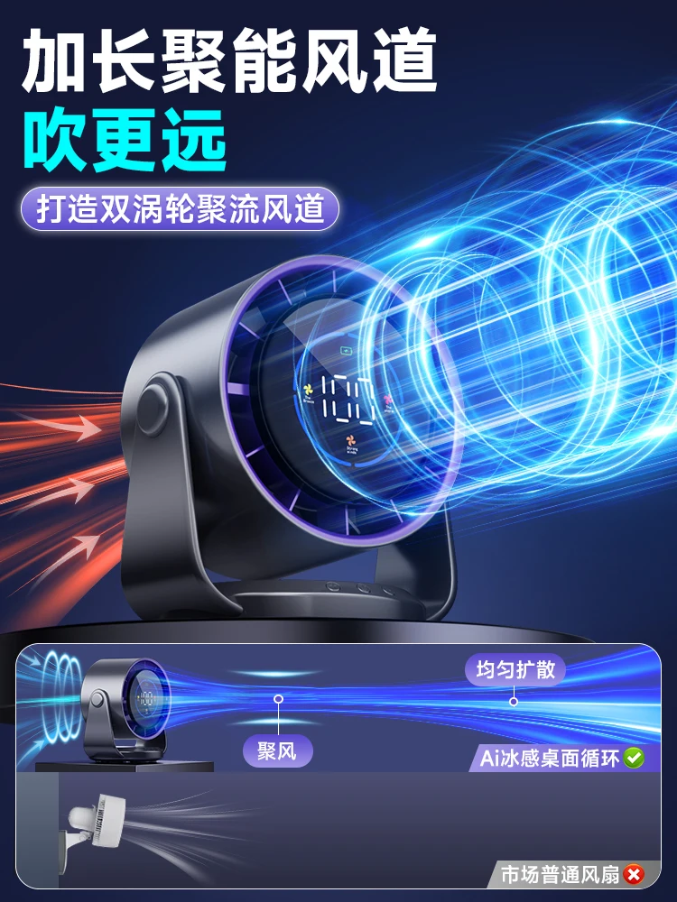 2024 New Design OEM Mini Air Cooling Fan USB Rechargeable Desktop Circulation Fan Desk And Wall Hanging Dual Purpose Fans