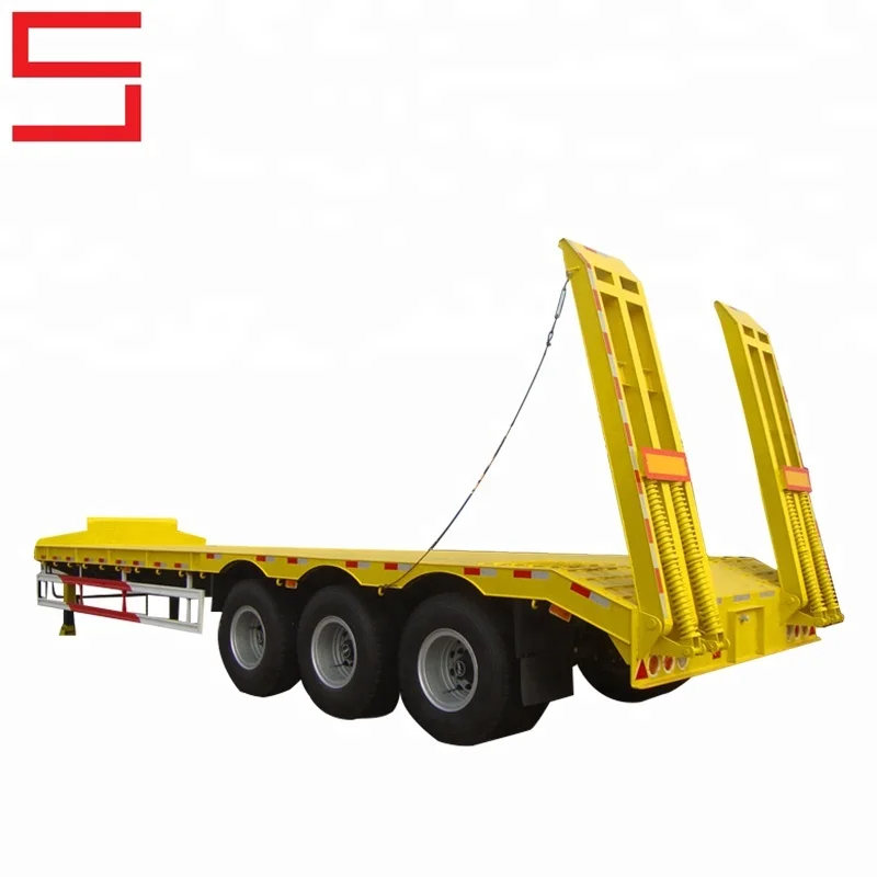 SINO AUTO 60 Tons Lowboy Trailer 40ft Flatbed Trailer 40t Low Bed Trailer