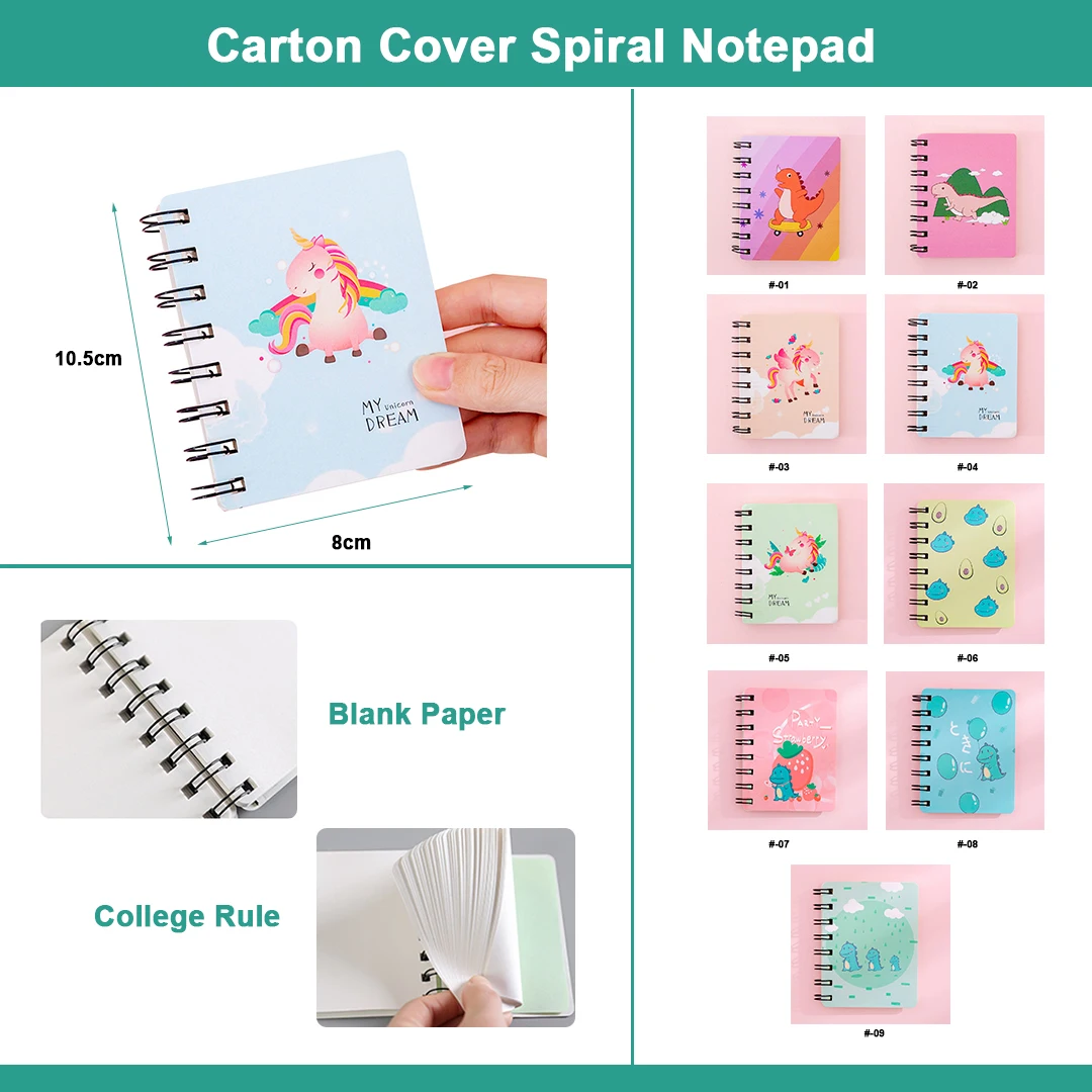 Free sample custom Cute cartoon magic dinosaur rollover coil this student mini portable A7 notebook pocket notepad