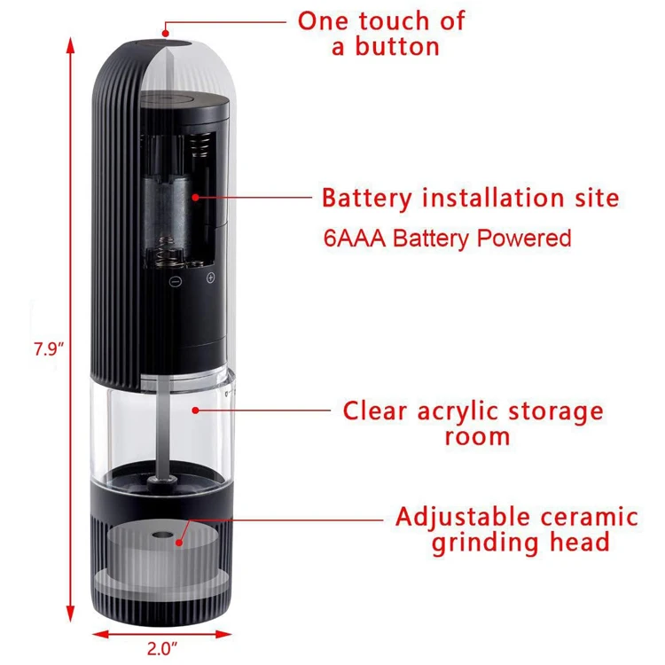 Wholesale High quality Automatic Electric Dry Spice Salt and Pepper Mill Grinder