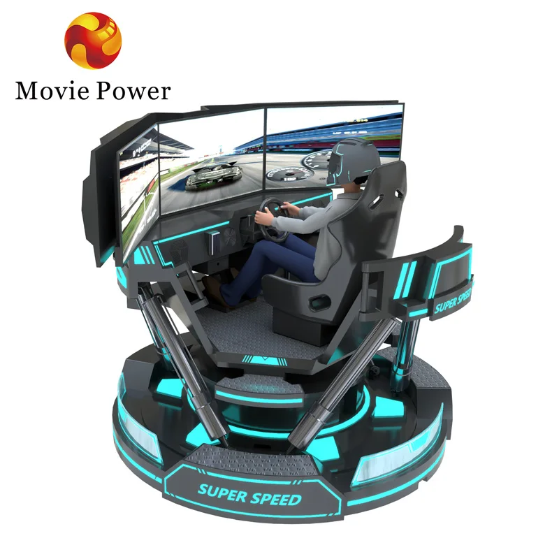 Vr racing 6 dof motion платформа симулятор автомобиля аркадное оборудование vr вождения с 3 экраном для тематического парка