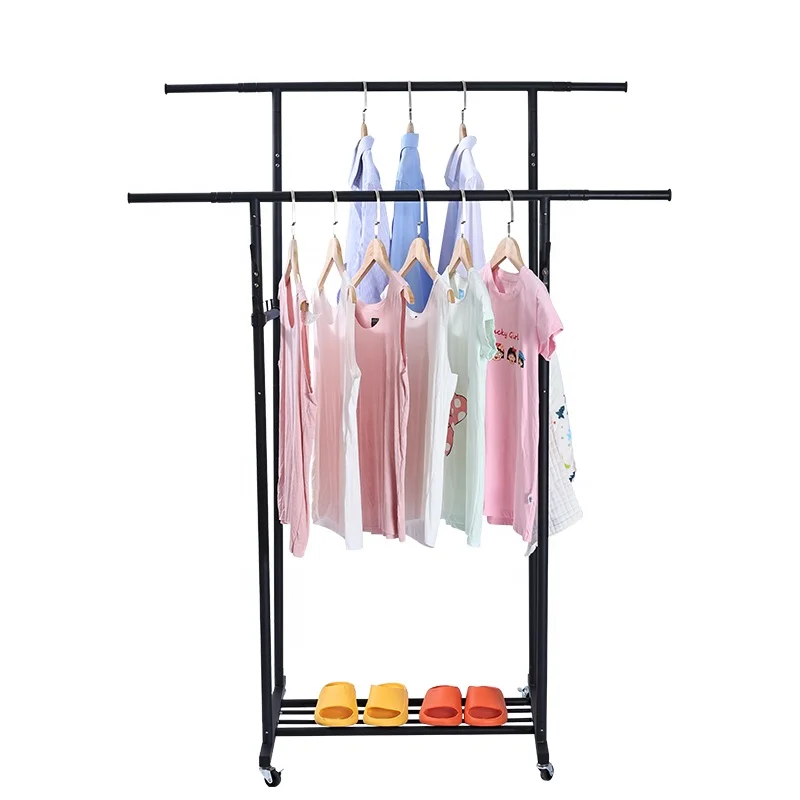Hot Selling Double Rod Clothing Rack Portable Clothes Organizer For Bedroom Living Room