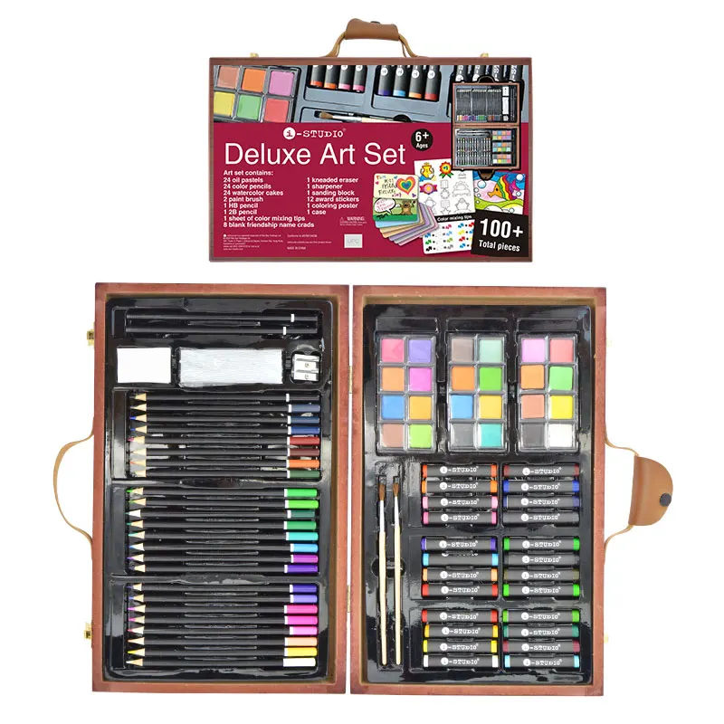 Istudio New trend Fashion creative stationery sets wood case  24 color pencil eco friendly   girl gift education stationery sets