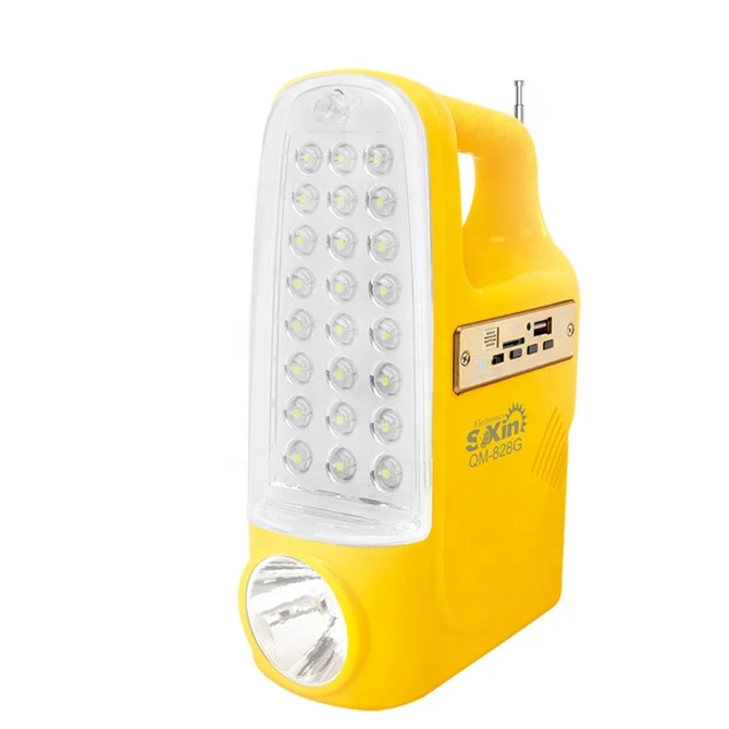 
portable solar 0.5w led rechargeable emergency light with fm radio mp3 