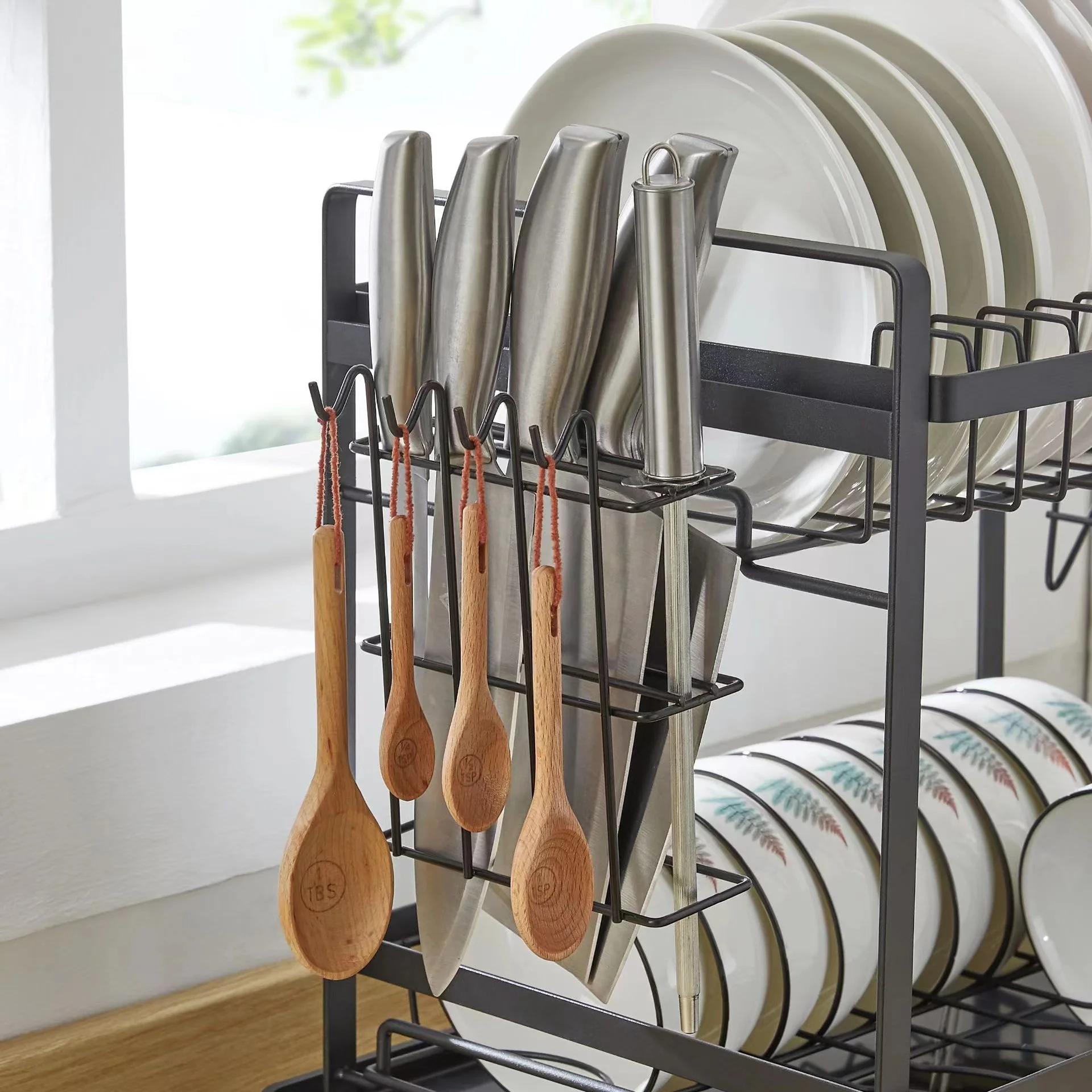 Metal Iron Dish Draining Rack Kitchen Organizer