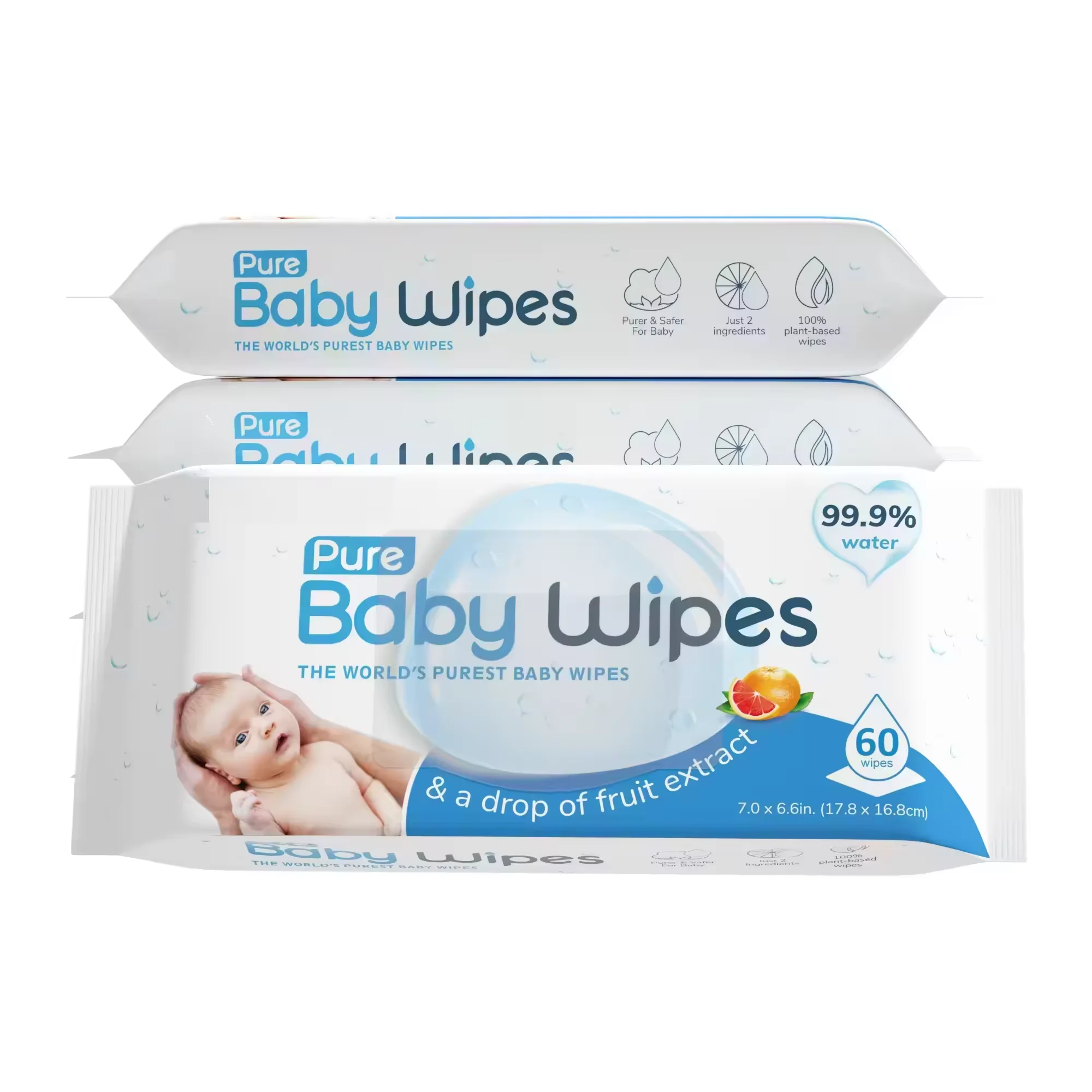 Lookon Baby Wet Wipes 80PCS Antibacterial Hand Wipe 99.9% Water cotton soft towel