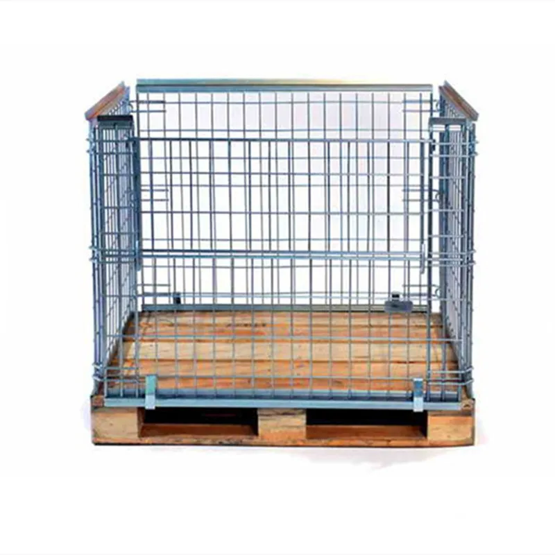 Hot-dip Galvanized Wire Mesh Pallet Cage with Wooden Pallet