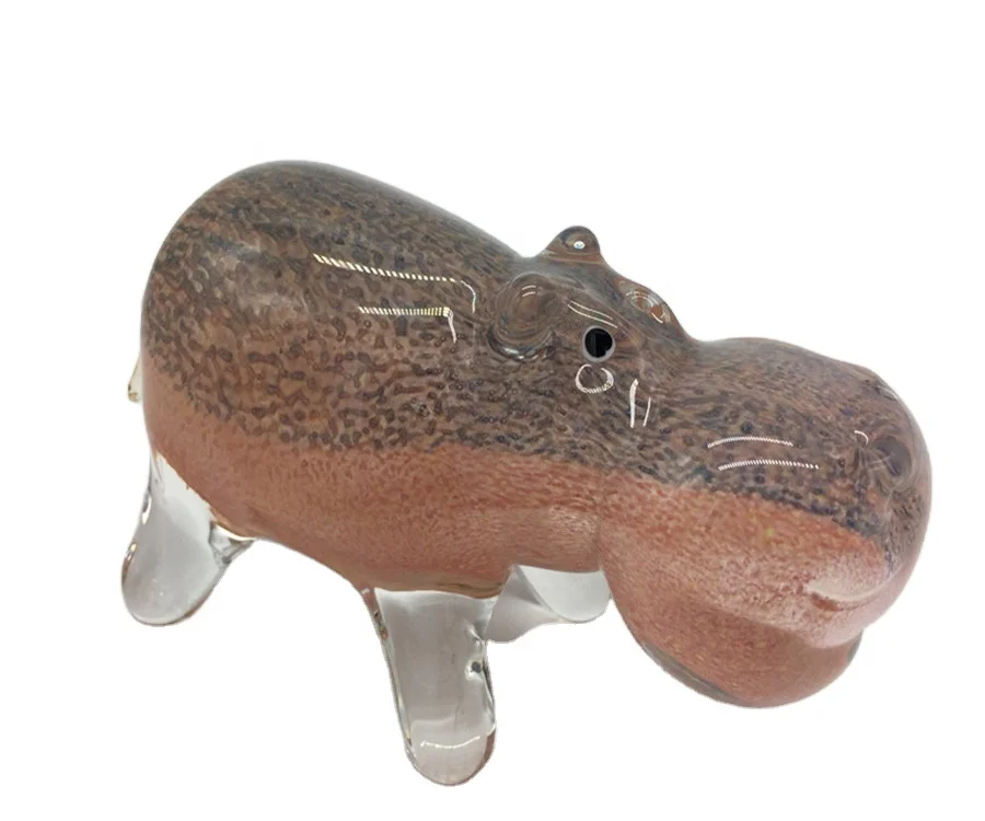 Antique small murano glass hippo figurines