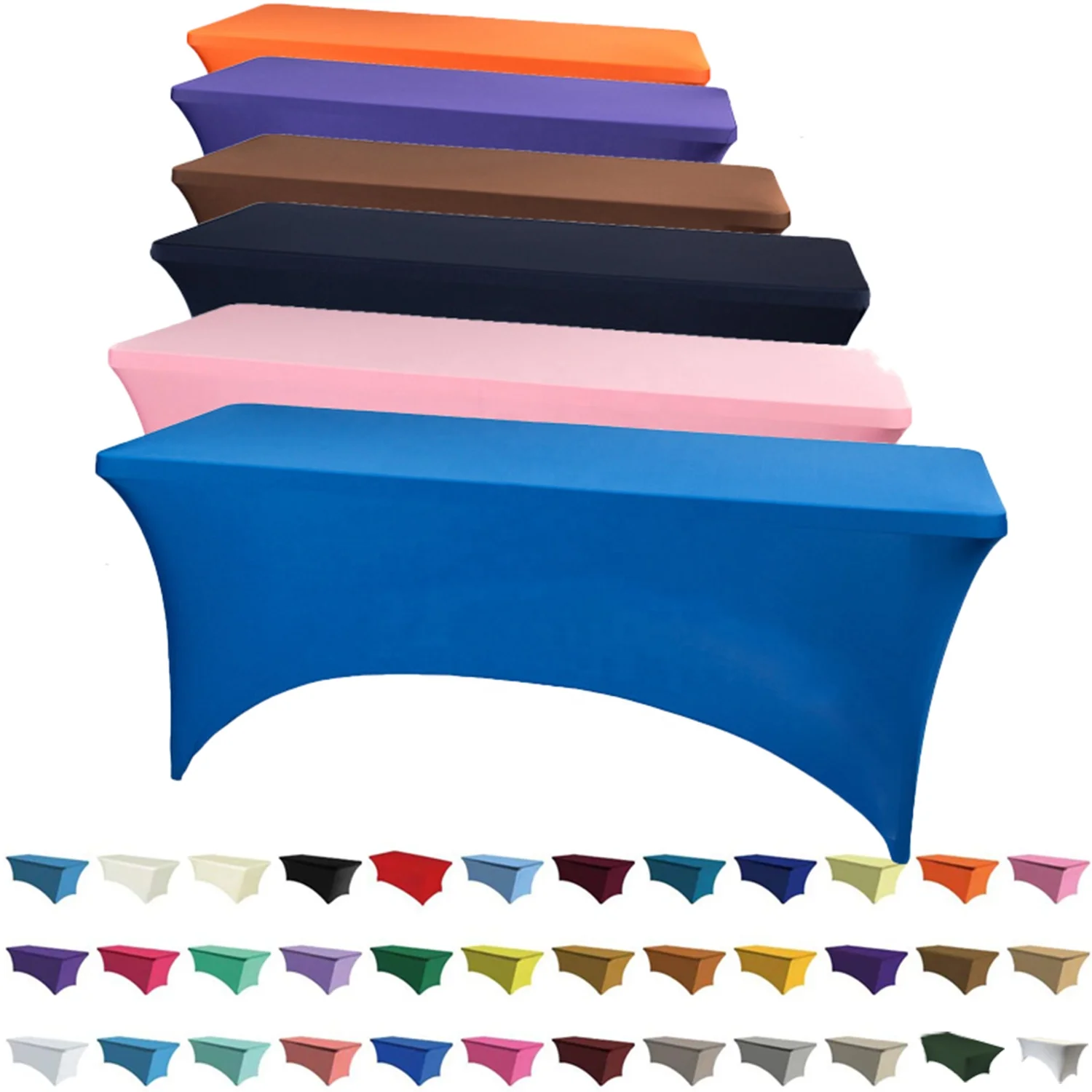 Wedding Banquet 4ft 6ft 8ft 10ft spandex table cover stretch table cloth retangular tablecloth for Party Hotel Restaurant