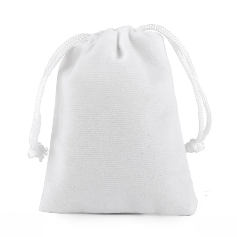 White color Velvet Drawstring Pouch Jewelry Bag Weekend New Year Birthday Christmas Wedding Party Gift Pouch Bag