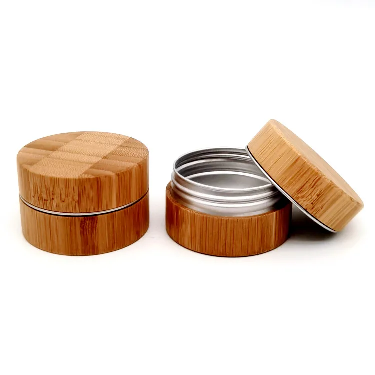 Natural bamboo skin care cream jar with aluminum inner facial mask container wooden cap lid 15g 20g 30g 50g 80g 100g 150g 200g