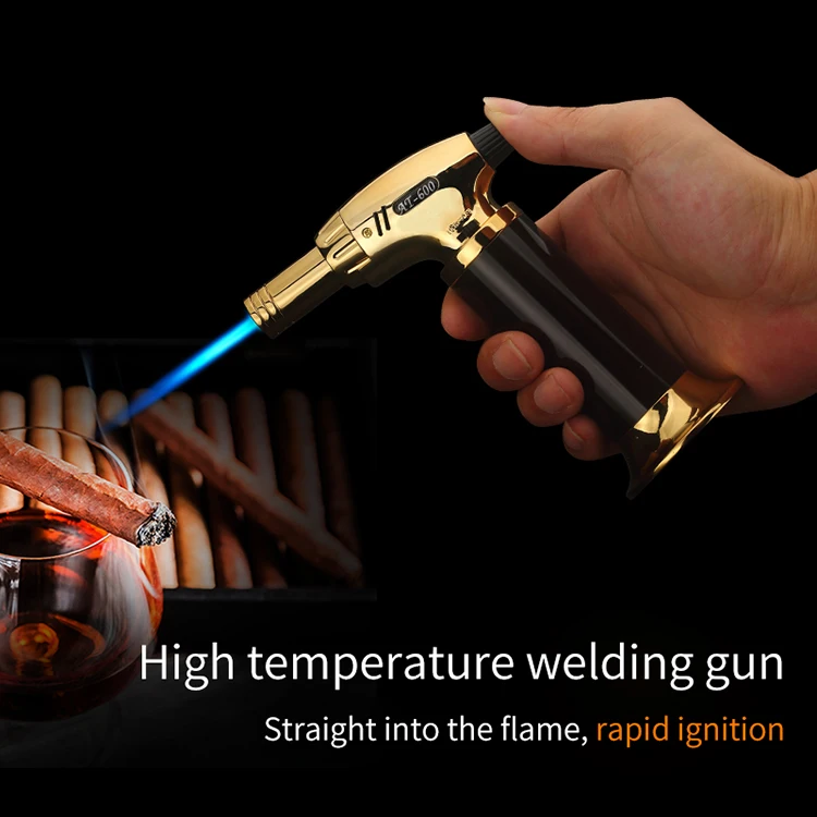 
High quality torch Lighter for cigar kitchen culinary gas refillable BBQ torch Lighter stylish and windproof jet flame 