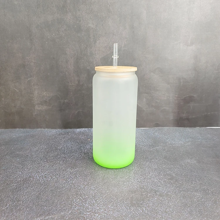 Amazons Best Sellers 16oz Frosted Gradient Color Beer Glass Water Bottle With Bamboo Lid and Straw