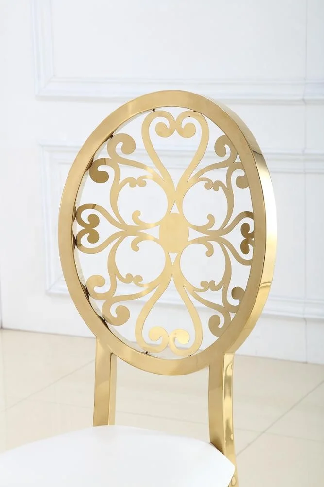 
Luxury Interior Design Floral Banquet Hotel Dining Chair Gold Stainless Steel Event Rental Wedding Chairs 