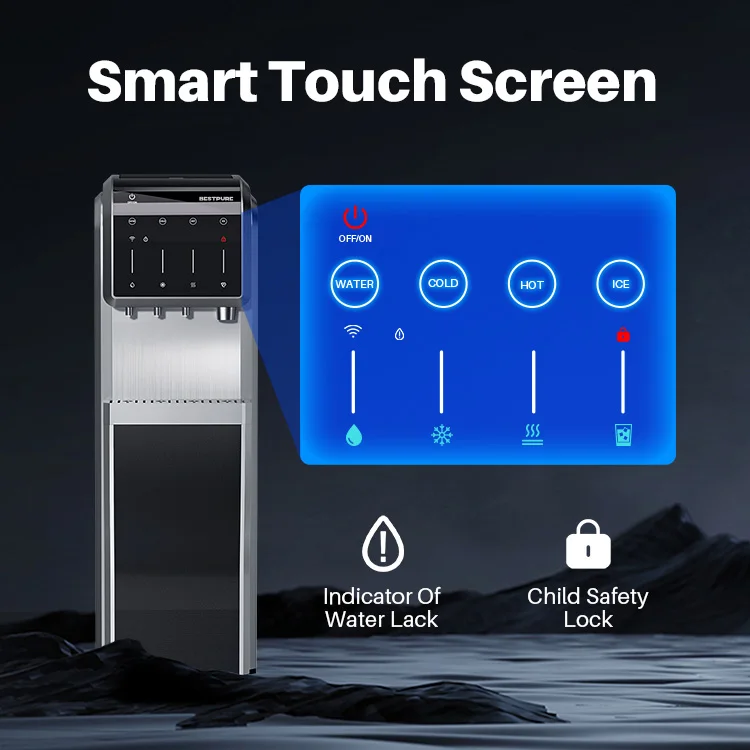 Make Crushed Ice and Bullet Ice Supply Hot Cold Home Temperature Water Ice and Water Dispenser With RO Water Filtration System