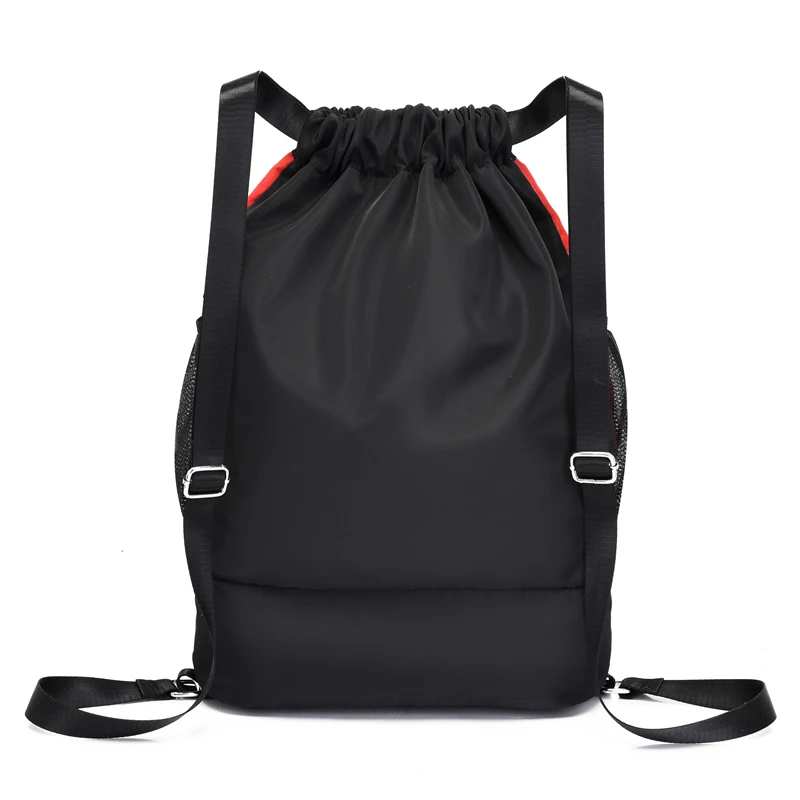 Wholesale Drawstring Backpack Sports Gym Bag With Shoe Compartment and Two Water Bottle Holder Water Proof Light Weight Backpack