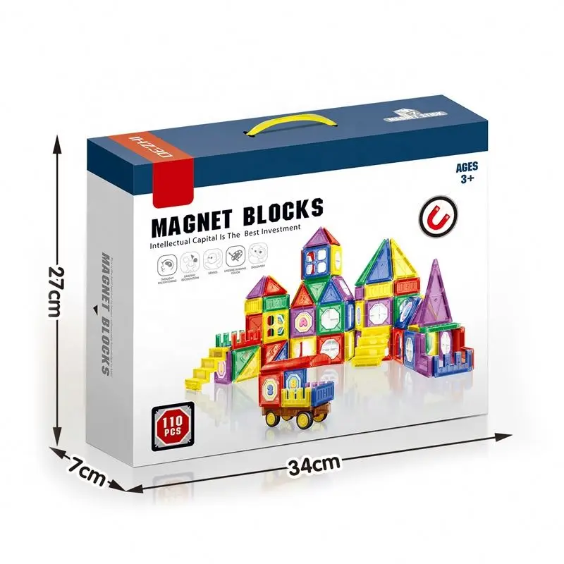 110 PCS Educational STEM toys Colorful 3D DIY Castle Block Set Construction Magnetic Cubes Building Block for Children
