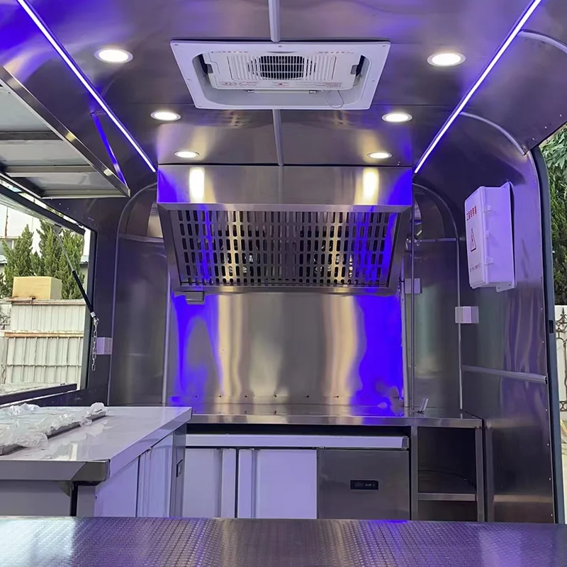 Mirror stainless steel new food trailer, fully equipped food truck, fast food truck, mobile kitchen food truck for sale