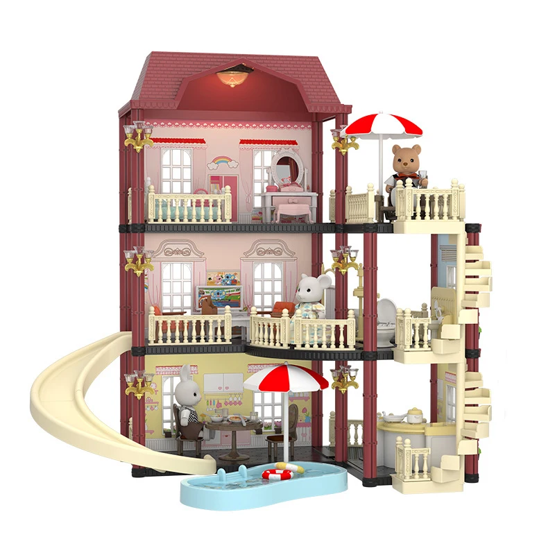 2022 New Koala Diary Castle Kids Furniture And Toys Play House With Slide Pretend Play Set Doll House