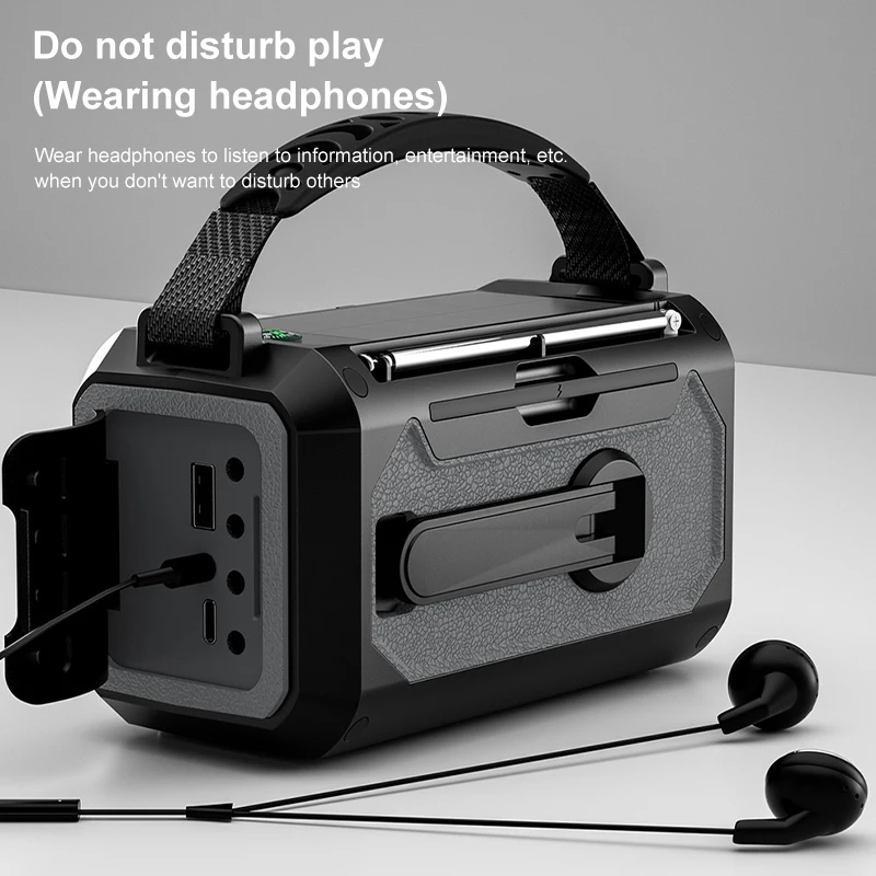 Outdoor Hand Crank Emergency Radio Solar Flashlight Multi-Function Mobile Phone Charging Power Bank Promotional Gift